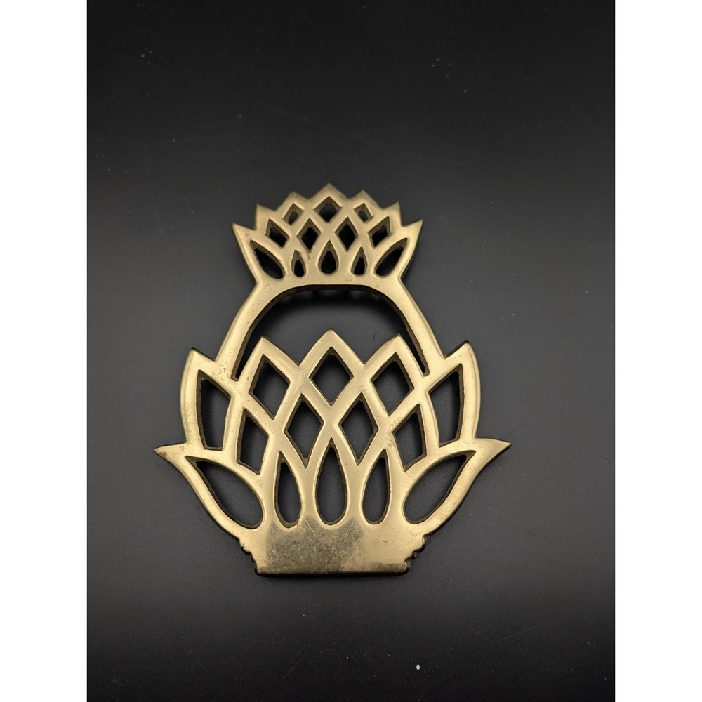 Virginia Metal Crafters Newport Pineapple Brass Trivet Stamped 1976